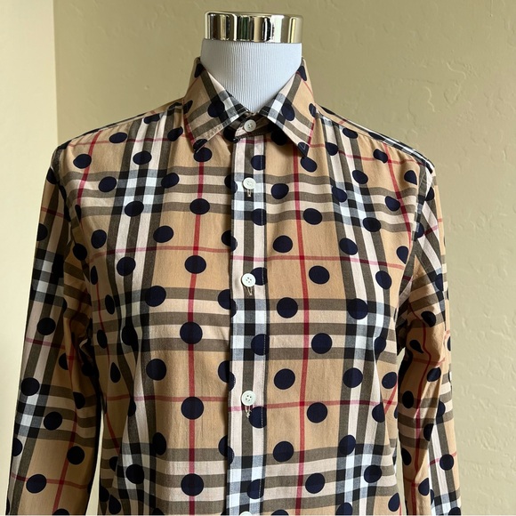 NWOT! Burberry Polka Dot Nova Plaid Button Down Shirt S/P  $850 - Picture 5 of 14